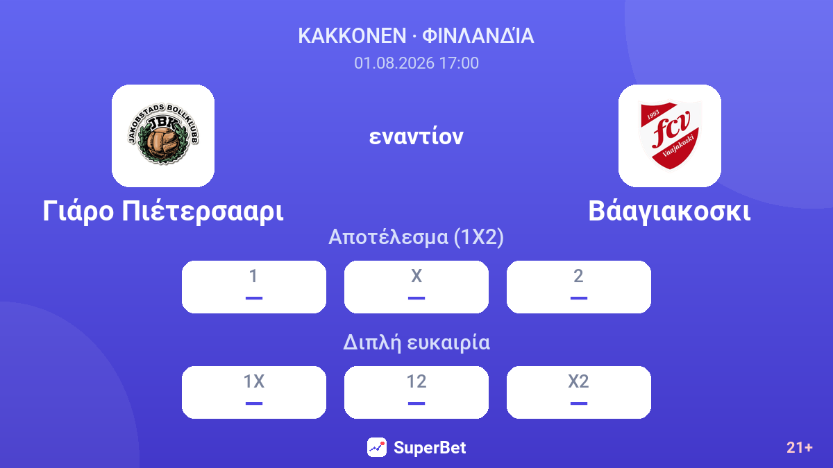 Γιάρο Πιέτερσααρι - Βάαγιακοσκι — αποδόσεις