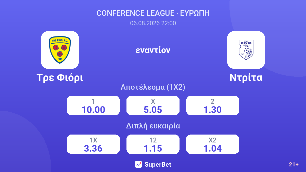 Τρε Φιόρι - Ντρίτα — αποδόσεις