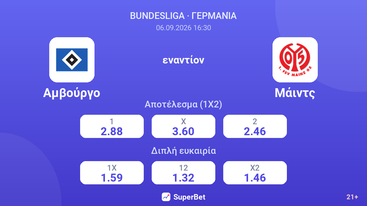 Αμβούργο - Μάιντς — αποδόσεις