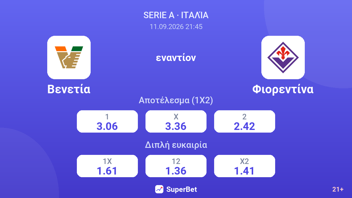 Βενετία - Φιορεντίνα — αποδόσεις