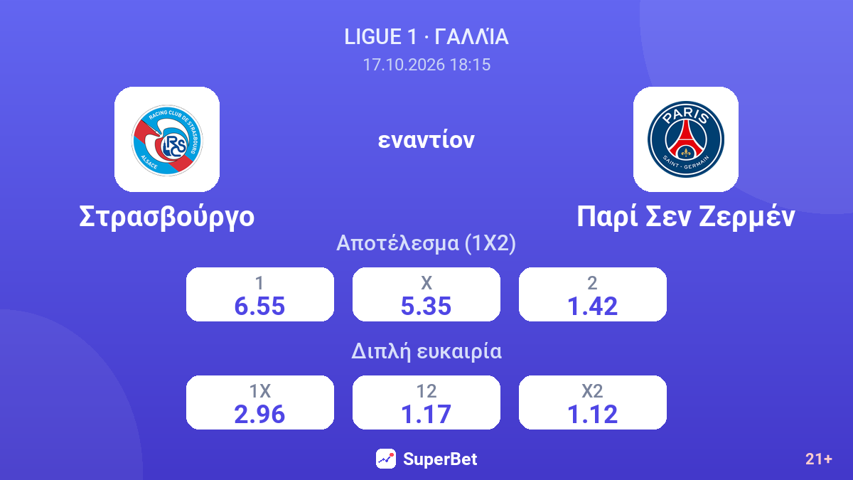 Στρασβούργο - Παρί Σεν Ζερμέν — αποδόσεις