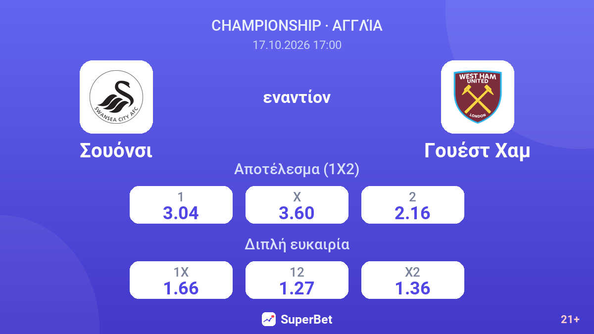 Σουόνσι - Γουέστ Χαμ — αποδόσεις