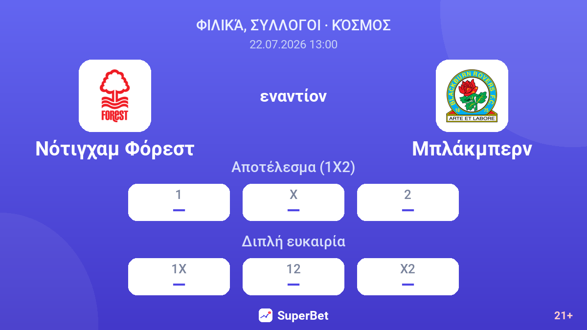 Νότιγχαμ Φόρεστ - Μπλάκμπερν — αποδόσεις