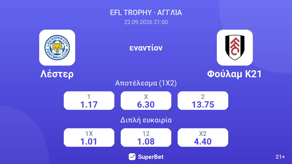 Λέστερ - Φούλαμ Κ21 — αποδόσεις