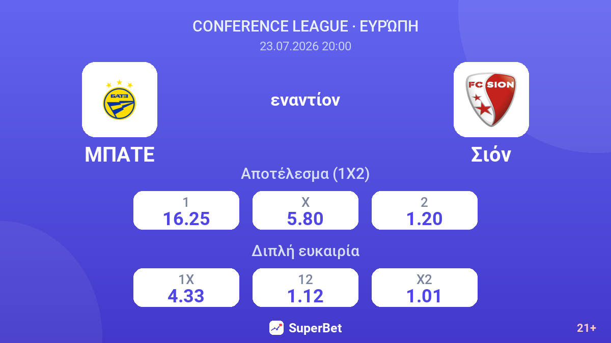 ΜΠΑΤΕ - Σιόν — αποδόσεις