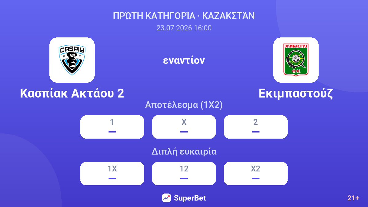 Κασπίακ Ακτάου 2 - Εκιμπαστούζ — αποδόσεις