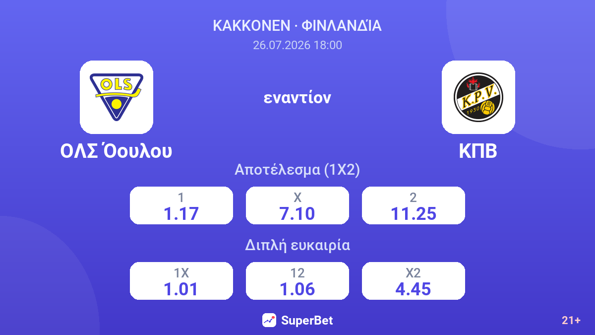 ΟΛΣ Όουλου - ΚΠΒ — αποδόσεις