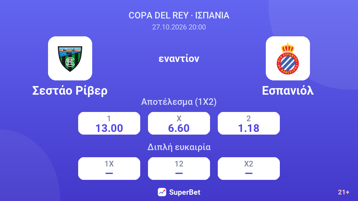 Σεστάο Ρίβερ - Εσπανιόλ — αποδόσεις