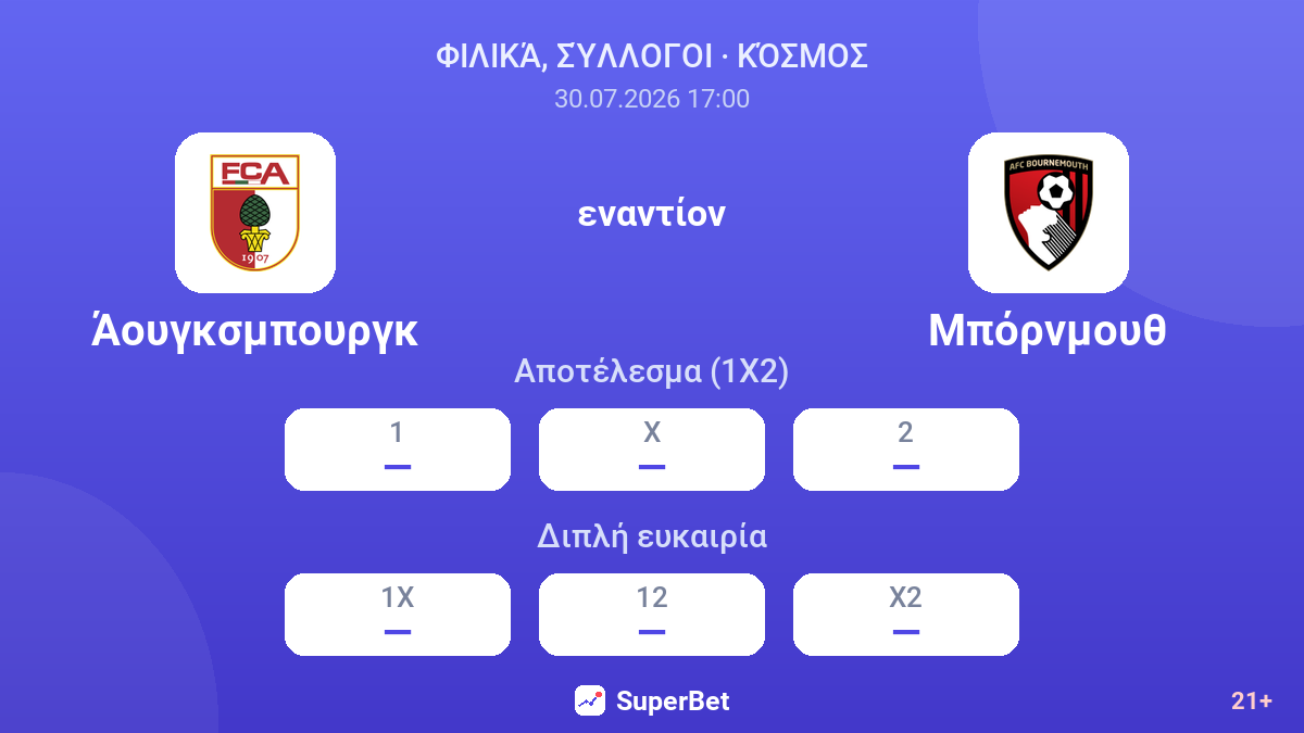 Άουγκσμπουργκ - Μπόρνμουθ — αποδόσεις