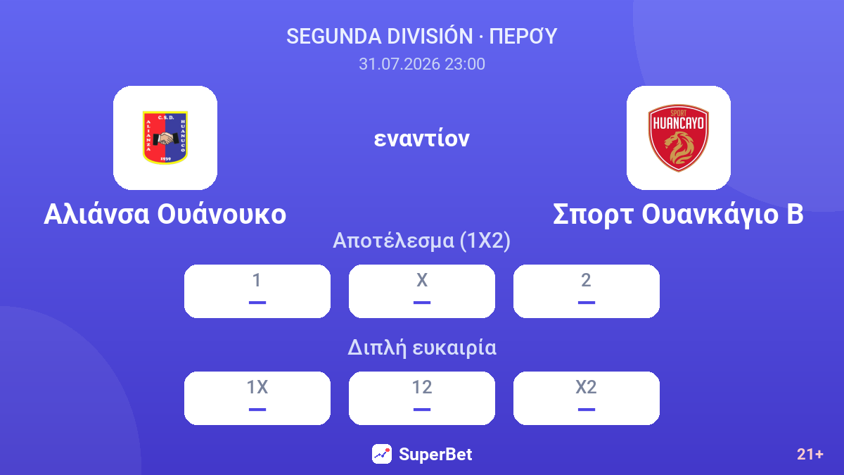 Αλιάνσα Ουάνουκο - Σπορτ Ουανκάγιο Β — αποδόσεις