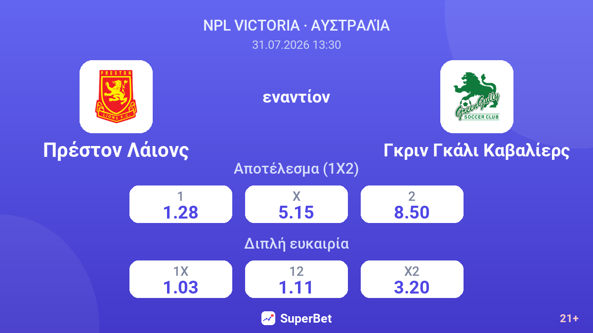 Πρέστον Λάιονς - Γκριν Γκάλι Καβαλίερς — αποδόσεις