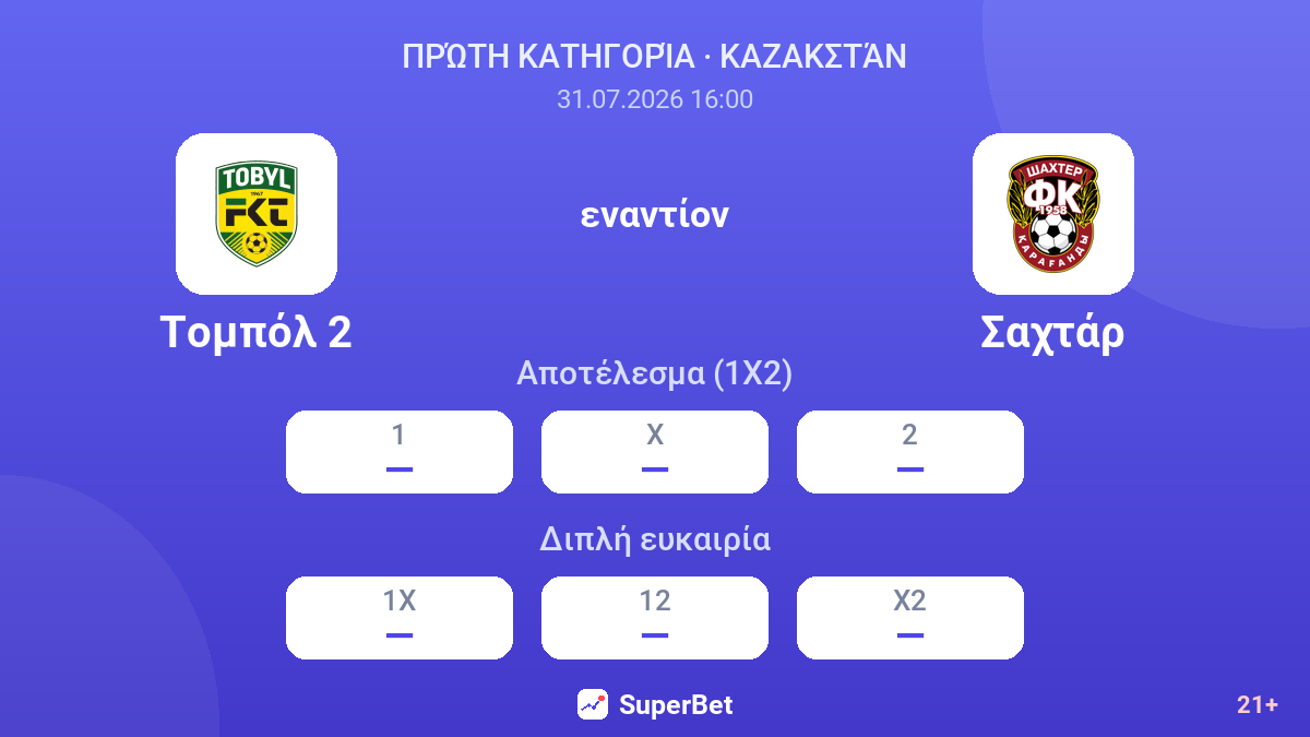 Τομπόλ 2 - Σαχτάρ — αποδόσεις