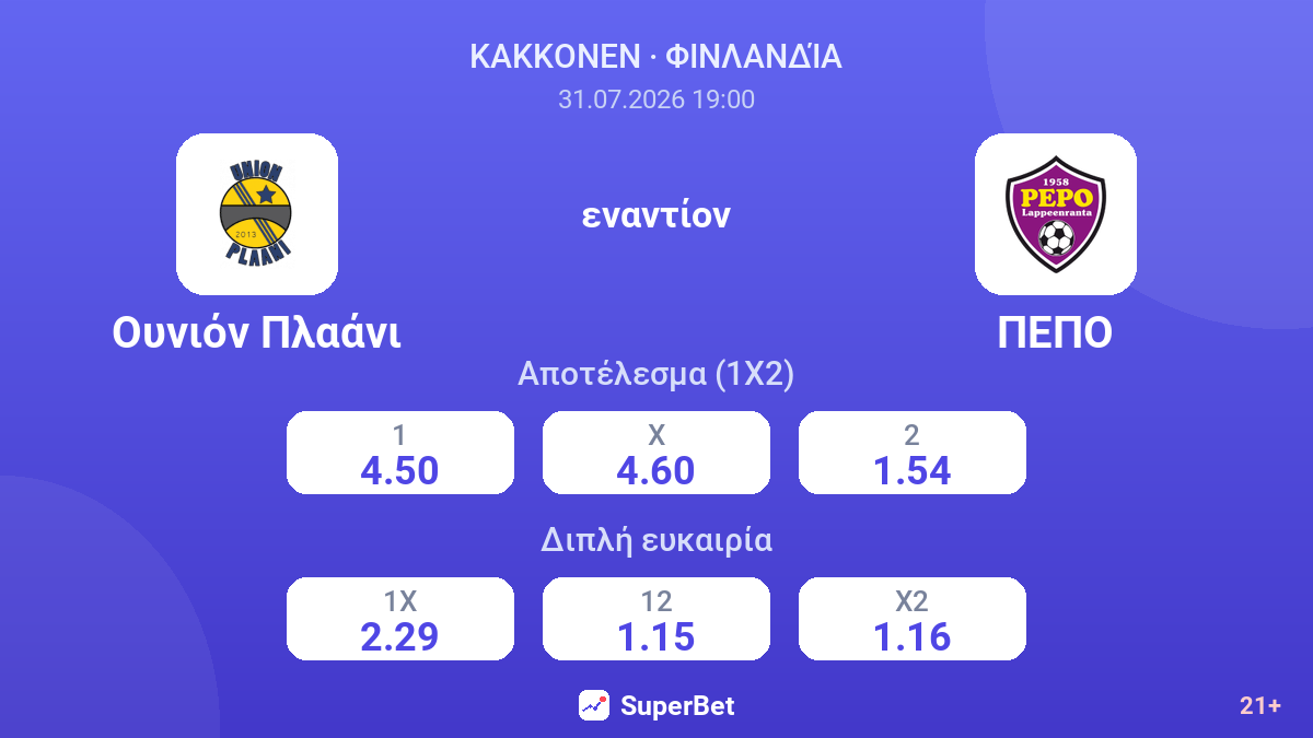 Ουνιόν Πλαάνι - ΠΕΠΟ — αποδόσεις