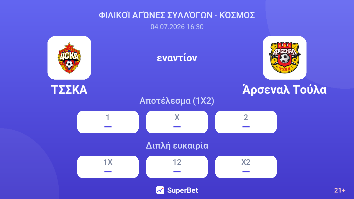 ΤΣΣΚΑ - Άρσεναλ Τούλα — αποδόσεις